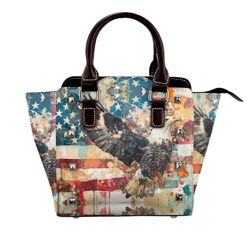 Soaring Eagle Nieten Handtasche für Frauen - Damen Große Crossbody Tasche Leder Handtasche Geeignet für Tägliche Reisen, Schwarz, Goshawk, Einheitsgröße Soaring Eagle Nieten Handtasche für Frauen - Damen Große Crossbody Tasche Leder Handtasche Geeignet für Tägliche Reisen, Schwarz, Goshawk, Einheitsgröße von BOXILTD
