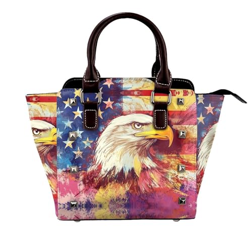 Soaring Eagle Nieten Handtasche für Frauen - Damen Große Crossbody Tasche Leder Handtasche Geeignet für Tägliche Reisen, Schwarz, Handsome Eagle, Einheitsgröße Soaring Eagle Nieten Handtasche für Frauen - Damen Große Crossbody Tasche Leder Handtasche Geeignet für Tägliche Reisen, Schwarz, Handsome Eagle, Einheitsgröße von BOXILTD