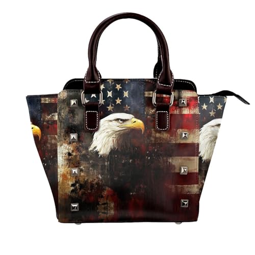 Soaring Eagle Nieten Handtasche für Frauen - Damen Große Crossbody Tasche Leder Handtasche Geeignet für Tägliche Reisen, Schwarz, North American Eagle, Einheitsgröße Soaring Eagle Nieten Handtasche für Frauen - Damen Große Crossbody Tasche Leder Handtasche Geeignet für Tägliche Reisen, Schwarz, North American Eagle, Einheitsgröße von BOXILTD
