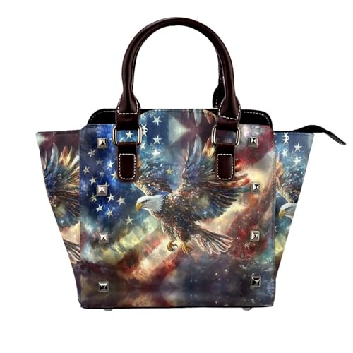 Soaring Eagle Nieten Handtasche für Frauen - Damen Große Crossbody Tasche Leder Handtasche Geeignet für Tägliche Reisen, Schwarz, Soaring Eagle, Einheitsgröße Soaring Eagle Nieten Handtasche für Frauen - Damen Große Crossbody Tasche Leder Handtasche Geeignet für Tägliche Reisen, Schwarz, Soaring Eagle, Einheitsgröße von BOXILTD