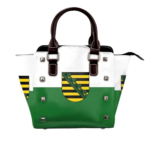 South Carolina Flag Nieten Handtasche für Frauen - Damen Große Crossbody Tasche Leder Handtasche Geeignet für tägliche Reisen, Schwarz, Flagge Sachsen, Einheitsgröße South Carolina Flag Nieten Handtasche für Frauen - Damen Große Crossbody Tasche Leder Handtasche Geeignet für tägliche Reisen, Schwarz, Flagge Sachsen, Einheitsgröße von BOXILTD