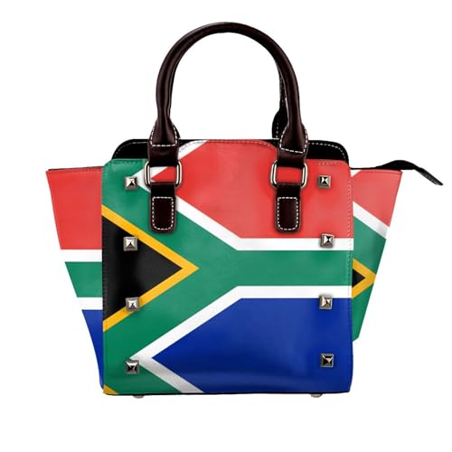 South Carolina Flag Nieten Handtasche für Frauen - Damen Große Crossbody Tasche Leder Handtasche Geeignet für tägliche Reisen, Schwarz, Flagge Südafrikas, Einheitsgröße South Carolina Flag Nieten Handtasche für Frauen - Damen Große Crossbody Tasche Leder Handtasche Geeignet für tägliche Reisen, Schwarz, Flagge Südafrikas, Einheitsgröße von BOXILTD