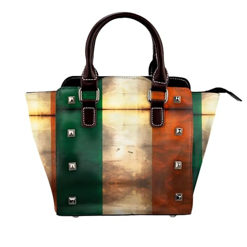South Carolina Flag Nieten Handtasche für Frauen - Damen Große Crossbody Tasche Leder Handtasche Geeignet für tägliche Reisen, Schwarz, Irische Retro-Flagge, Einheitsgröße South Carolina Flag Nieten Handtasche für Frauen - Damen Große Crossbody Tasche Leder Handtasche Geeignet für tägliche Reisen, Schwarz, Irische Retro-Flagge, Einheitsgröße von BOXILTD