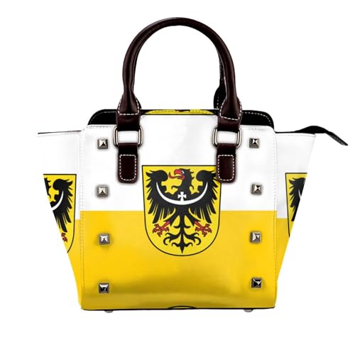 South Carolina Flag Nieten Handtasche für Frauen - Damen Große Crossbody Tasche Leder Handtasche Geeignet für tägliche Reisen, Schwarz, Schlesische Flagge, Einheitsgröße South Carolina Flag Nieten Handtasche für Frauen - Damen Große Crossbody Tasche Leder Handtasche Geeignet für tägliche Reisen, Schwarz, Schlesische Flagge, Einheitsgröße von BOXILTD