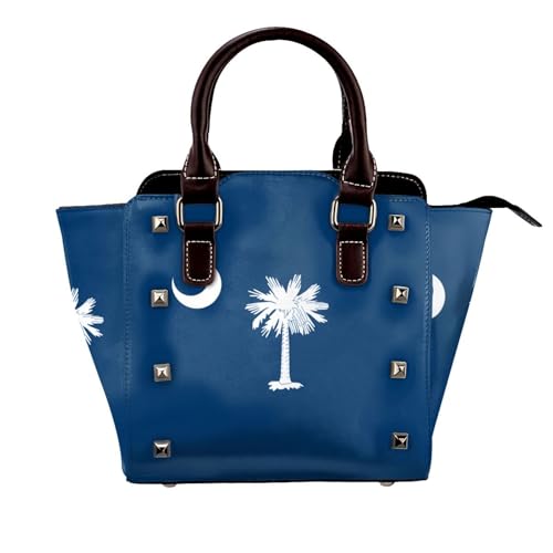 South Carolina Flag Nieten Handtasche für Frauen - Damen Große Crossbody Tasche Leder Handtasche Geeignet für tägliche Reisen, Schwarz, South Carolina Flagge, Einheitsgröße South Carolina Flag Nieten Handtasche für Frauen - Damen Große Crossbody Tasche Leder Handtasche Geeignet für tägliche Reisen, Schwarz, South Carolina Flagge, Einheitsgröße von BOXILTD