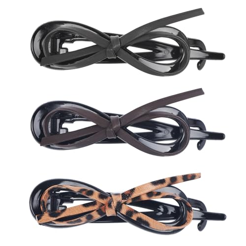3 Stk Haarspangen mit Schleife für Damen, Elegantes ABS Material Klauenspangen mit Schleife Rutschfeste Klauenspangen mit Gedrehter Schleife Flache Klauenspangen mit Schleife in 3 Farben von BOXOB