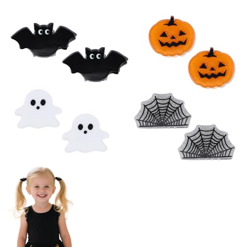 8 Stück Halloween Haarspangen, Niedliche Mini Haarschmuck Set mit Kürbis Geist Fledermaus Spinnennetz Motiven Klauen Spangen für Mädchen von BOXOB