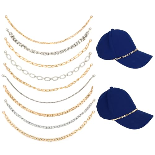 9stk Trucker Hut Ketten für Frauen & Männer, Metall Baseball Mütze Kette mit Karabinerhaken Abnehmbar Trucker Hut Anhänger für DIY Deko-Zubehör von BOXOB
