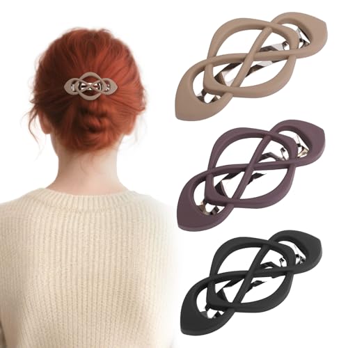 BOXOB 3 Stück Französische Haarspangen im Vintage Stil, Kunststoff Dekorative Haarspangen mit Starkem Halt Elegantes Retro Haar Accessoire mit Starkem Halt für Frauen und Mädchen von BOXOB