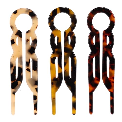 BOXOB 3stk Französische Haarnadel, Prestige U-Förmige Haarnadeln Magisch Acetat Haarnadel Französische Nadeln für Frauen Dutts Dick Fein Lang Locken Styling-Zubehör (3 Farben) von BOXOB