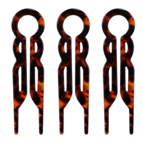 BOXOB 3stk Prestige-Haarnadel für Damen und Mädchen, Acetat U-förmig Französische Haarnadel Styling-Zubehör für Verschiedene Frisuren (Roter Leopard) von BOXOB