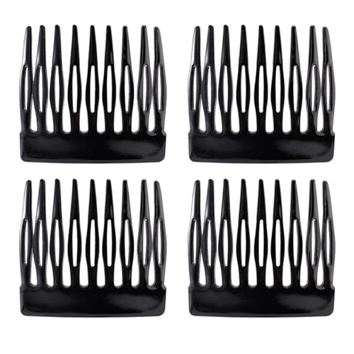 BOXOB 4 Stück Französische Seitenkämme, Schwarz Kleiner Französischer Twist-Haarkamm Dekorativ Dutt-Halteklammern Starkes Haarstyling-Zubehör für Mädchen und Frauen von BOXOB