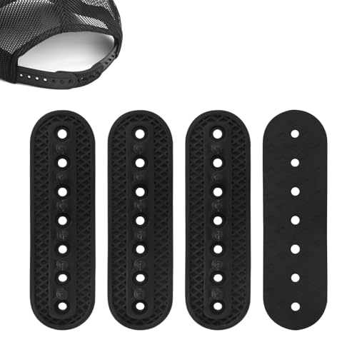 BOXOB 4er-Pack Hutverlängerung, 7 Löcher Hutverlängerungszubehör für Halbe Größe Verstellbar Ersatz für Kappenband Baseballkappe mit Schnappverschluss für Snapback Cowboy Duckbill Cap Herren Damen von BOXOB