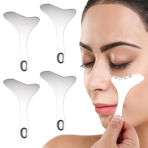 BOXOB 4stk Eyeliner Schablone aus Edelstahl 304, Wing-Eyeliner-Führung Hilfswerkzeug Multifunktionaler Mascara-Schutz für Lidschatten und Wimpern Applikator Schnelles Augen Make-up Vorlage von BOXOB