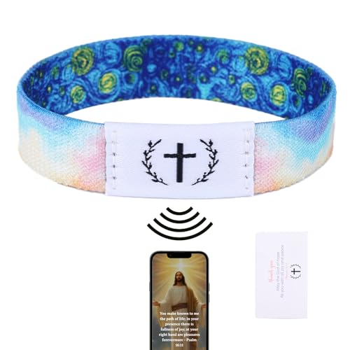BOXOB Bibelvers Armband mit NFC, Elastisches Nylon Bibelvers Armband Täglichen Gebrauch Schriftarmbänder für Frauen Männer Religiöses Evangelium Dekorationen und Christlich-Inspirierende Geschenke von BOXOB