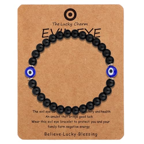 BOXOB Evil Eye Armband, Perlen Glücksbringer Schutzschmuck für Männer & Frauen Elastische Schnur Spirituell Armband Geschenk zum Geburtstag oder Jahrestag von BOXOB