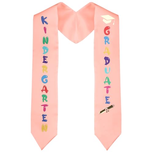 BOXOB Kindergarten Abschluss-Stola für Kinder, Unisex Satin Vorschul Abschluss-Schärpe für Abschlussfeiern Glatt & Wiederverwendbar Erinnerungsgeschenk (Rosa) von BOXOB