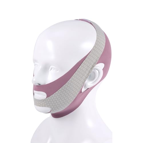 V-Line Lifting-Kinnriemen, Nylon-Gesichtsschlankheitsgurt Verstellbare Kinnlifting-Maske Geformte Gesichtsmaske für Frauen Geschenk zum Erschlaffen Anheben und Schlafen (Lila) von BOXOB
