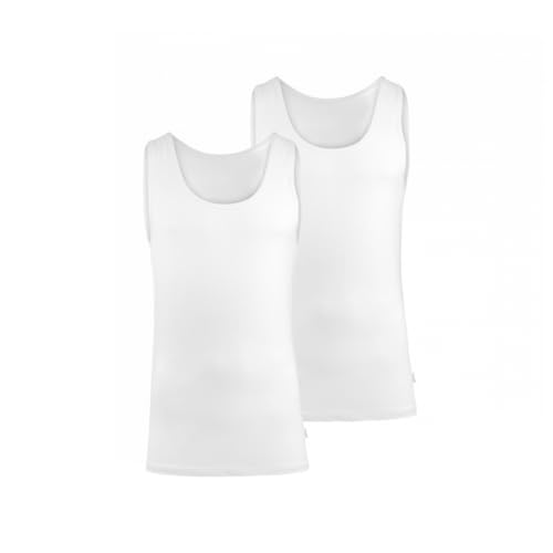 BOXR Underwear - Rundhals Herren Unterhemd aus Bambus - Tank Top - Weich und Atmungsaktiv - S-3XL - Schwarz Weiß - 2er-Pack (DE/NL/SE/PL, Alphanumerisch, M, Regular, Regular, Weiß) von BOXR Underwear