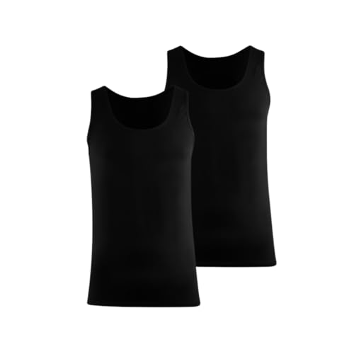 BOXR Underwear - Rundhals Herren Unterhemd aus Bambus - Tank Top - Weich und Atmungsaktiv - S-3XL - Schwarz Weiß - 2er-Pack (DE/NL/SE/PL, Alphanumerisch, XL, Regular, Regular, Schwarz) von BOXR Underwear