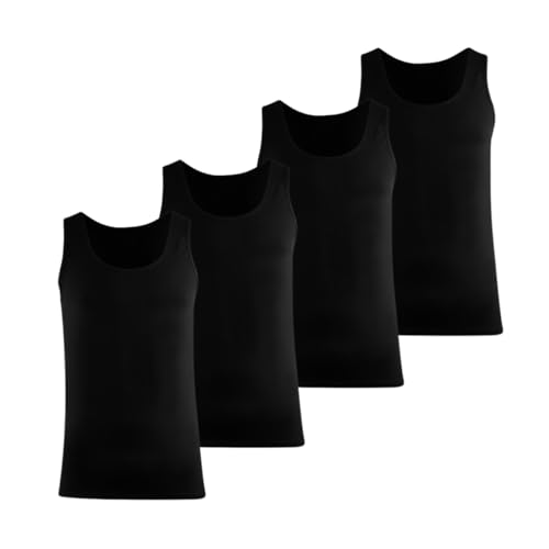 BOXR Underwear - Rundhals Herren Unterhemd aus Bambus - Tank Top - Weich und Atmungsaktiv - S-3XL - Schwarz Weiß - 4er-Pack (DE/NL/SE/PL, Alphanumerisch, XL, Regular, Regular, Schwarz) von BOXR Underwear