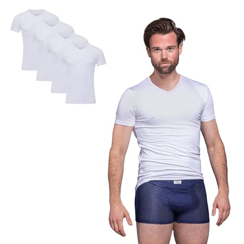 BOXR Underwear - V-Ausschnitt Herren Unterhemd aus Bambus - Weich und Atmungsaktiv - 4er Pack von BOXR Underwear