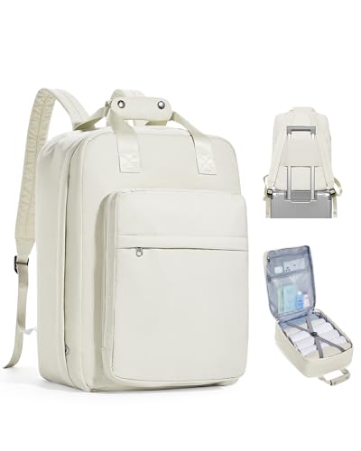 BOXSAM Handgepäck Rucksack 45x36x20 Easyjet, Travel Backpack 40x20x25 für Ryanair Wanderrucksack für Damen Herren, Flugzeug Carry-Ons Reiserucksack Casual Dayback Wasserdicht Business Rucksack,Beige von BOXSAM