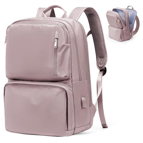 BOXSAM Handgepäck Rucksack 45x36x20 Easyjet, Travel Backpack 40x20x25 für Ryanair Wanderrucksack für Damen Herren, Flugzeug Carry-Ons Reiserucksack Casual Dayback Wasserdicht Business Rucksack,Rosa. von BOXSAM