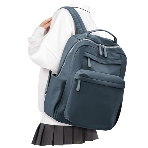 BOXSAM Schulrucksack Damen, Leichter Wasserabweisend Schultaschen 14 Zoll Laptop Rucksack für Mädchen im Teenageralter, Causal Travel Bookbag College Boys Men Work Daypack Grau von BOXSAM