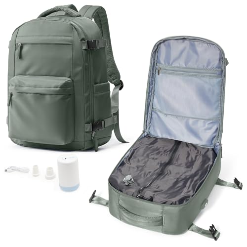 Vakuum Rucksack Handgepäck Airbag mit Pumpe Travel Vacuum Backpack Reisen Tagesrucksack Wasserdicht Damen Herren Vacpack Tasche Flugzeug Reiserucksack mit Vakuumsystem(Grün) von BOXSAM
