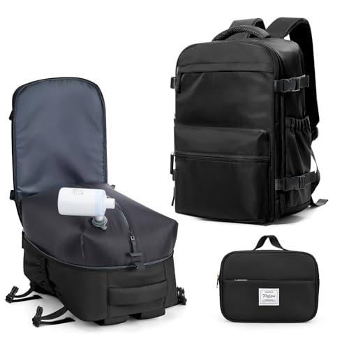 BOXSAM Vakuum Rucksack Handgepäck Flugzeug Tasche Airbag mit Vakuumsystem Reisen Tagesrucksack Esayjet 45x20x36 Rucksack Damen Vacuum Reiserucksack mit Pumpe Wasserdicht Herren Vakuum Koffer Schwarz. von BOXSAM
