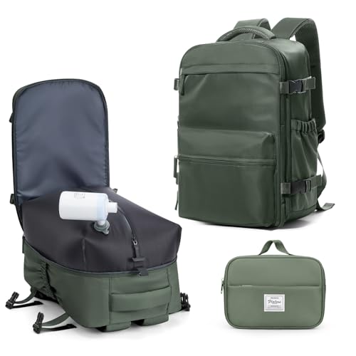 BOXSAM Vakuum Rucksack Handgepäck Flugzeug Tasche Airbag mit Vakuumsystem Reisen Tagesrucksack Esayjet 45x20x36 Rucksack Damen Vacuum Reiserucksack mit Pumpe Wasserdicht Herren Vakuum Koffer Grün. von BOXSAM