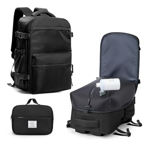 BOXSAM Vakuum Rucksack Handgepäck Flugzeug Tasche Airbag mit Vakuumsystem Reisen Tagesrucksack Ryanair 40x30x25 Rucksack Damen Vacuum Reiserucksack mit Pumpe Wasserdicht Herren Vakuum Koffer.Schwarz. von BOXSAM