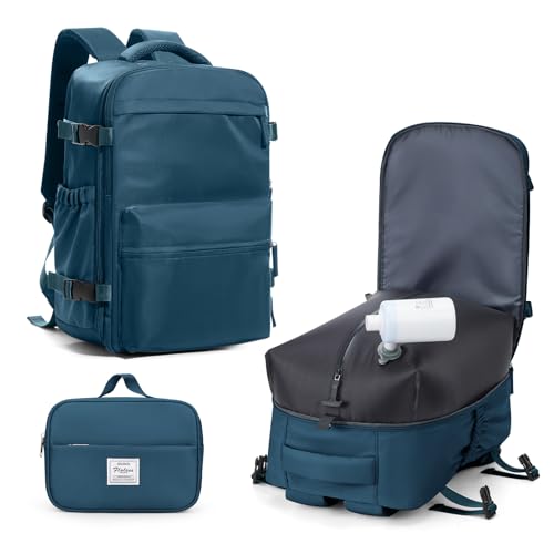 BOXSAM Vakuum Rucksack Handgepäck Flugzeug Tasche Airbag mit Vakuumsystem Reisen Tagesrucksack Ryanair 40x30x25 Rucksack Damen Vacuum Reiserucksack mit Pumpe Wasserdicht Herren Vakuum Koffer.Blau. von BOXSAM