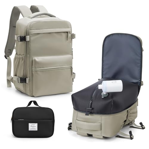 BOXSAM Vakuum Rucksack Handgepäck Flugzeug Tasche Airbag mit Vakuumsystem Reisen Tagesrucksack Ryanair 40x30x25 Rucksack Damen Vacuum Reiserucksack mit Pumpe Wasserdicht Herren Vakuum Koffer.Braun. von BOXSAM