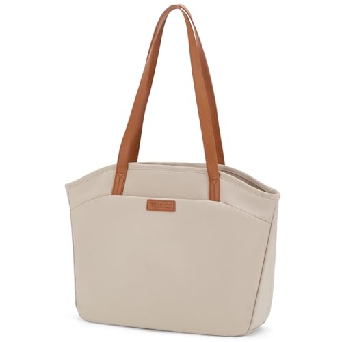 Handtasche Damen Shopper, Aesthetic Tote Bag Mit Kosmetiktasche Große Canvas Tasche Umhängetasche Damen Laptoptasche Reisetasche für Büro Arbeit Schule Fitness Reisen und Freizeit, Khaki… von BOXSAM