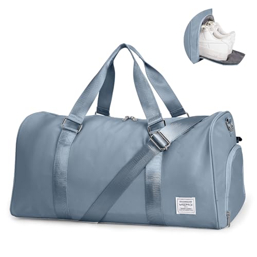 Reise-Duffel Bag, Sport Gym Tote Bag mit Nassfach, Handgepäck Tasche Wasserdicht Weekender Übernachtung Tasche für Frauen mit Trolleyhülle für Flugzeuge, U1-Dunkelblau, Sport Seesack von BOXSAM