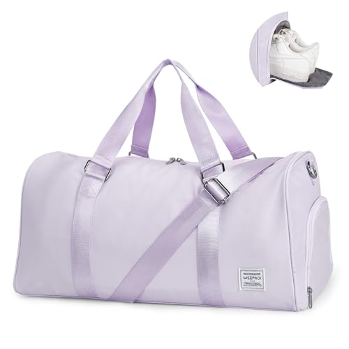 Reise-Duffel Bag, Sport Gym Tote Bag mit Nassfach, Handgepäck Tasche Wasserdicht Weekender Übernachtung Tasche für Frauen mit Trolleyhülle für Flugzeuge, U2-Lila, Sport Seesack von BOXSAM