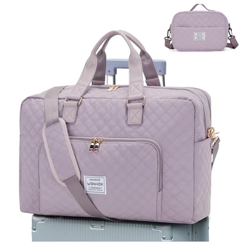 Reisetasche Damen, Sporttasche Handgepäck Tasche Weekender Bag Mit Trolleyhülle, Wasserdicht Travel Bag Duffle Bag Fitnesstasche Trainingstasche Frauen Kliniktasche für Reise Gym,Lila von BOXSAM