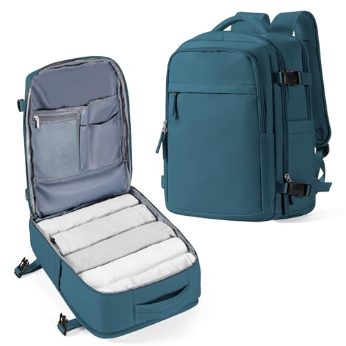 Ryanair Handgepäck 40x30x25 Rucksack Damen für Flugzeug Untersitz Kabinentasche Reiserucksack Flugzeug 45x36x20 Easyjet Reiserucksack Laptop Wasserdicht Business Herren Rucksack mit Schuhfach PfauBlau von BOXSAM