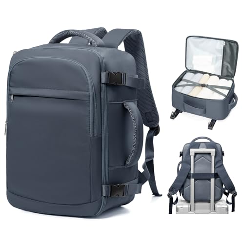 Ryanair Handgepäck 40x30x25 Rucksack Damen für Flugzeug Untersitz Kabinentasche Reiserucksack Flugzeug 45x36x20 Easyjet Reiserucksack Laptop Wasserdicht Business Herren Rucksack mit Schuhfach Blau von BOXSAM
