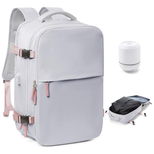 Vakuum Rucksack Handgepäck Airbag mit Pumpe Travel Vacuum Backpack Reisen Tagesrucksack Wasserdicht Damen Herren Vacpack Tasche Flugzeug Reiserucksack mit Vakuumsystem Grau von BOXSAM
