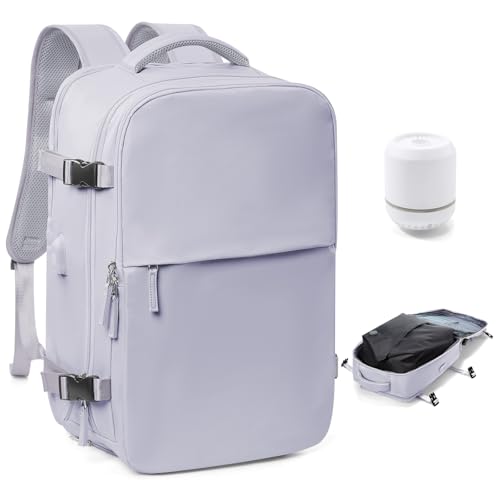 Vakuum Rucksack Handgepäck Airbag mit Pumpe Travel Vacuum Backpack Reisen Tagesrucksack Wasserdicht Damen Herren Vacpack Tasche Flugzeug Reiserucksack mit Vakuumsystem Lila von BOXSAM