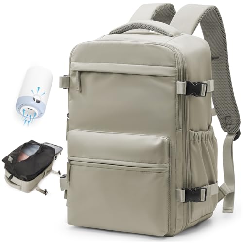 Vakuum Rucksack Handgepäck Flugzeug Tasche Airbag mit Vakuumsystem Reisen Tagesrucksack Esayjet 45x20x36 Rucksack Damen Vacuum Reiserucksack mit Pumpe Wasserdicht Herren Vakuum Koffer Braun von BOXSAM
