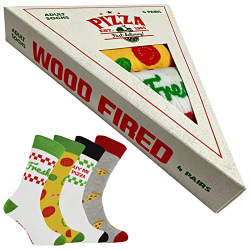BOXT SOCKS Pizza Socken im Geschenk Box 2er Pack | Herren Lustig Socken Verpackt Pizzastück (39-45, Pizza) von BOXT SOCKS