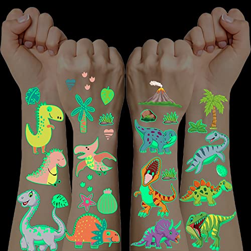 10er Dinosaurier Tattoo Kinder Jungen Set, Leuchttattoos Kinder Dinosaurier Spielzeug Geschenke, Kindertattoos Hautfreundlich Kleine Geschenke für Kinder Mitgebsel Kindergeburtstag von BOYATONG