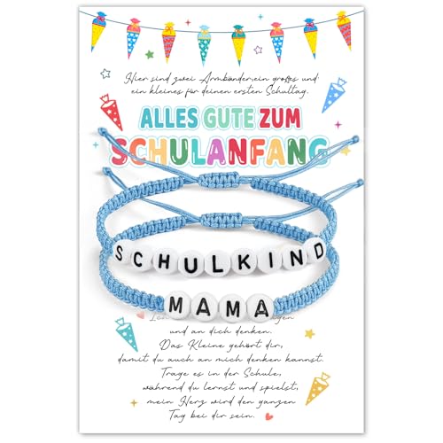 2 Pcs Einschulung Schulkind 2025 Armband Junge, Einschulung Geschenk Jungen Armband Junge mit Karte Schulanfang, Erster Schultag geschenke Schultüte Füllung Decorations von BOYATONG