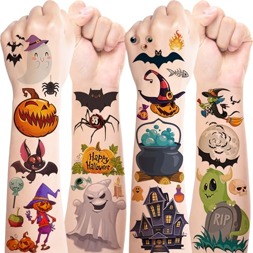 Tattoo Kinder,20 Blatt Halloween Tattoos,Wasserdichte Kindertattoos Aufkleber mit Geister, Kürbisse,Halloween Party Kindergeburtstag Mitgebsel von BOYATONG