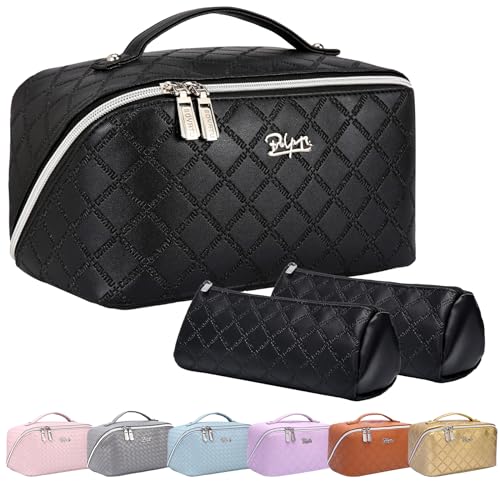 BOYATU 3 x Reise-Kosmetiktasche für Damen, große Make-up-Tasche, tragbare Reise-Make-up-Tasche für Damen, Make-up-Organizer-Tasche, BOYATU - Schwarz, Boyatu Logo von BOYATU