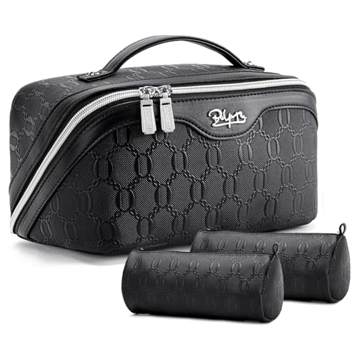 BOYATU Reise-Make-up-Tasche für Damen: Kosmetik-Organizer-Tasche mit Fächern, Leder-Make-up-Taschen, 3er-Set, A-03-schwarz BOYATU Reise-Make-up-Tasche für Damen: Kosmetik-Organizer-Tasche mit Fächern, Leder-Make-up-Taschen, 3er-Set, A-03-schwarz von BOYATU